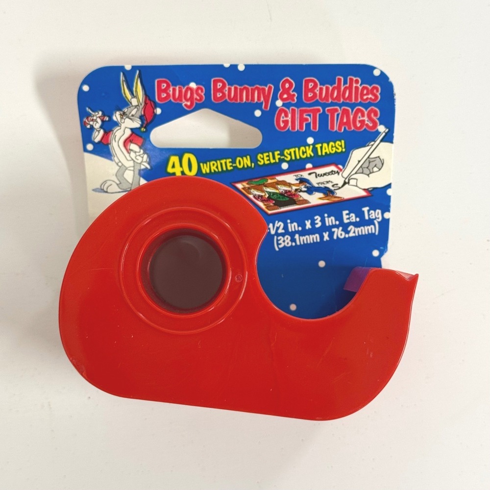Vintage Holiday Gift Tags Tape Roll 1994 Looney Tunes Bugs Bunny Buddies